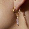 Two-tone Knife Dangle Earrings