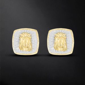 Iced Jesus Wearing the Crown of Thorns Stud Earrings