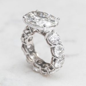 8.5ct Oval Cut with Pave Round Cut Engagement Ring
