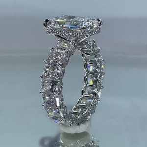 14.22 CT Luxury Radiant Cut Pave Halo Engagement Ring