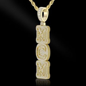 Iced Custom Baguette Double Layer Vertical Letter Pendant