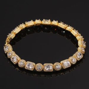 Iced 8mm Baguette&Round Cut Bracelet