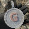 3.12" Iced Out A-Z Letters Round Pendant