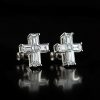 Baguette Cut Cross Stud Earrings