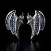 Royal Blue Sapphire Bats Stud Earrings in Black Gold