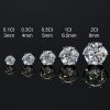 925S & VVS Moissanite 0.1Ct/0.3Ct/0.5Ct/1Ct/2Ct Solitaire Stud Earrings
