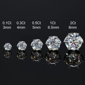925S & VVS Moissanite 0.1Ct/0.3Ct/0.5Ct/1Ct/2Ct Solitaire Stud Earrings