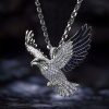 Iced Flying Eagle with Sapphire Wings Pendant