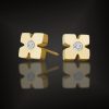 925S & VVS Moissanite Square Cross Stud Earrings in Gold