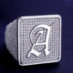 925S & VVS Moissanite Old English Font 26 Initial Letters Ring