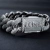 Made to Order Moissanite 20mm Miami Cuban S925 Silver Bracelet with Custom Name Clasp