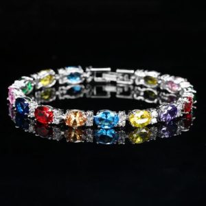 6mm Iced Out Oval & Round Cut Sapphire/Emerald/Multi-color Tennis Bracelet