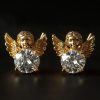Baby Angel Round Diamond Stud Earrings