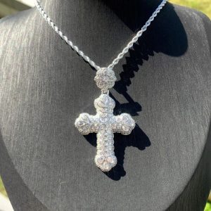 Iced Out Flower Cross Pendant