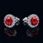 0.5Ct/1Ct Certified S925&Moissanite Ruby Halo Earrings