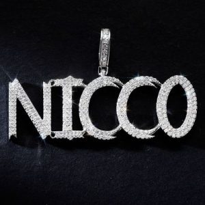 S925 & VVS Moissanite Custom Micro Paved Name Letter Pendant