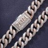 20mm S925 & Moissanite Three Row Cuban Link Chain with Custom Name/Letter Box Clasp