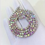 S925 & Moissanite 3mm/4mm Colorful White Tennis Chain in White Gold