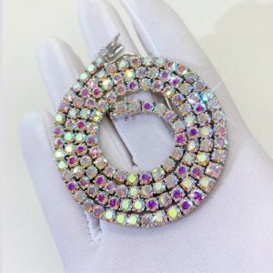 S925 & Moissanite 3mm/4mm Colorful White Tennis Chain in White Gold