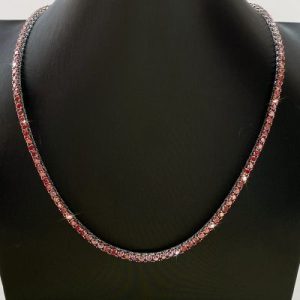 S925 & Moissanite 3mm/4mm Ruby Tennis Chain in White Gold