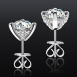 925S & VVS Moissanite 6-prong Stud Earrings with Cross Sides