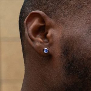 0.5Ct/1Ct 925S & VVS Moissanite Round Sapphire Stud Earrings