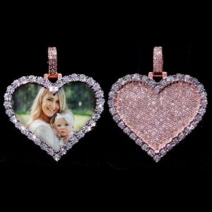 925S & VVS Moissanite Double Sided Heart-shaped Picture Pendant