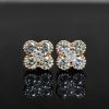 925S & VVS Moissanite Four Leaf Clover Stud Earrings in Rose Gold