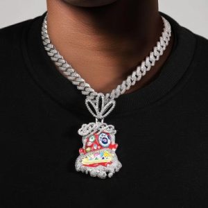 Iced Crown Of Thorn Jesus Enamel Face Pendant