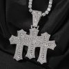 Iced Out Baguette Cut Triple Cross Pendant