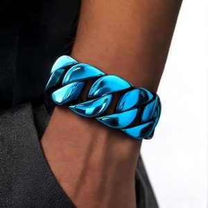 32mm 316L Stainless Steel Blue Cuban Bracelet