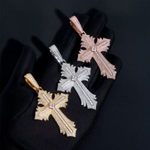 S925 & Moissanite Multi Layered Cross Pendant