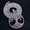 S925 & Moissanite Hollow Tree of Life Circle Pendant