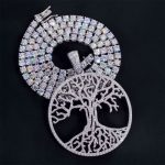 S925 & Moissanite Hollow Tree of Life Circle Pendant
