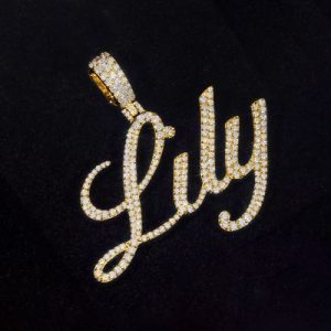 925S & VVS Moissanite Round Cut Custom Name Letter Pendant