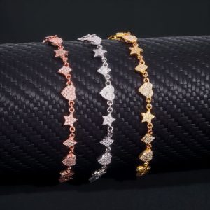 925S & VVS Moissanite Heart Star Diamond Bracelet