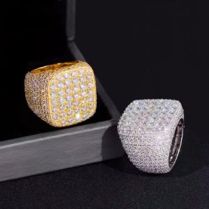 925S & Moissanite Full Iced Round Cut Chunky Hip Hop Ring