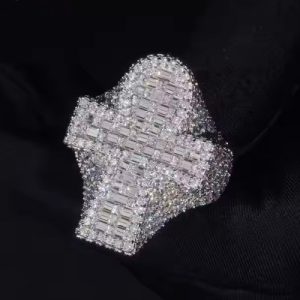 925S & VVS Moissanite Ankh Baguette Cut Chunky Ring