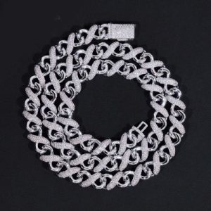 925S & VVS Moissanite 8mm Half Iced Infinity Link Chain
