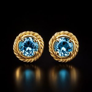 Twisted Rope Round Stud Earrings in Gold Plating