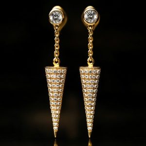 Iced Cone Spike Dangle Earrings