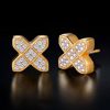 Iced Cross X-shaped Stud Earrings