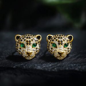 Iced Leopard Head Stud Earrings