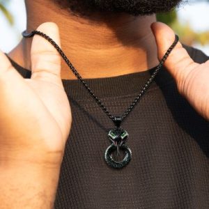 Iced Black Mamba Snake Pendant