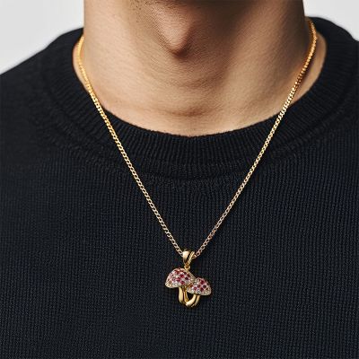 Iced Mushroom Pendant in Gold