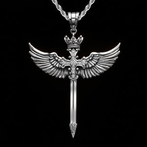 Angel Wings Crown Sword Pendant