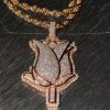 Iced Rose Pendant in Rose Gold Plating