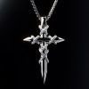 Iced X-shape Spiked Cross Pendant