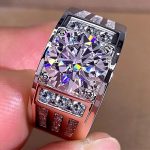 Round Cut White Diamond Men's Engagement Ring