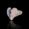 925S & VVS Moissanite Broken Heart Ring in White and Rose Gold